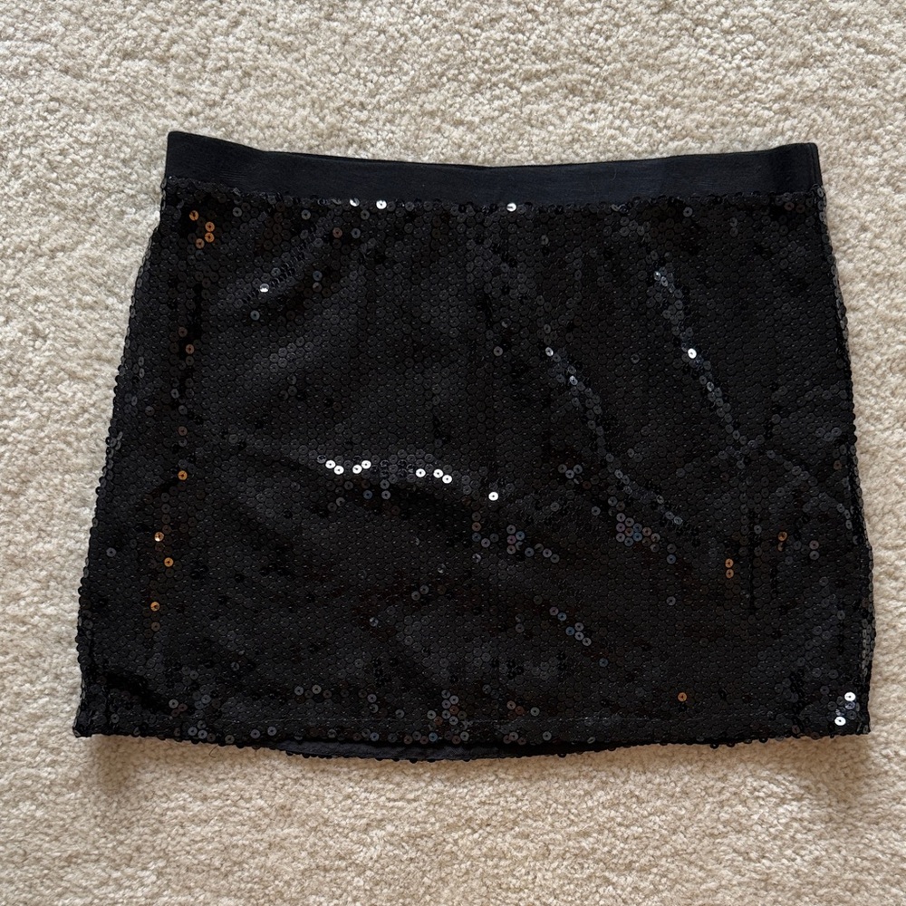 Vintage Sweet Love Black Sequin Mini Skirt